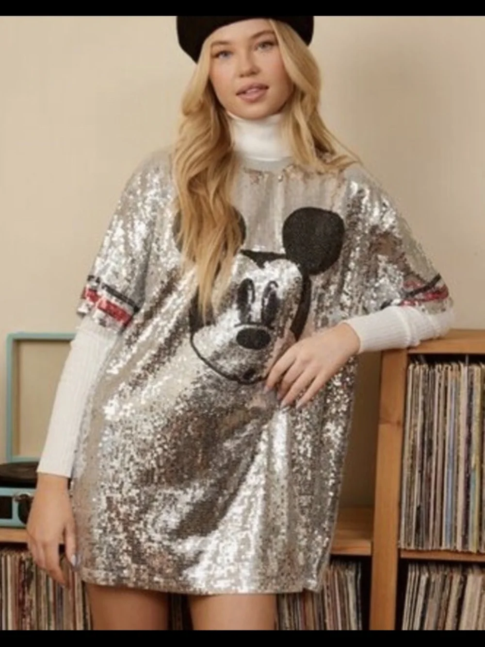 Mickey Mouse Silver Sequin Jersey